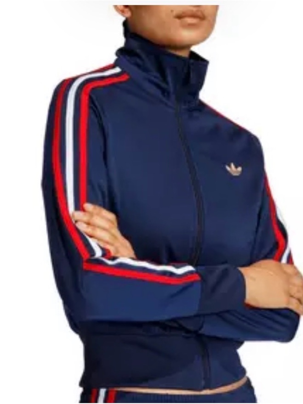 adidas Navy Track Jacket with Red & White Sleeve Stripes